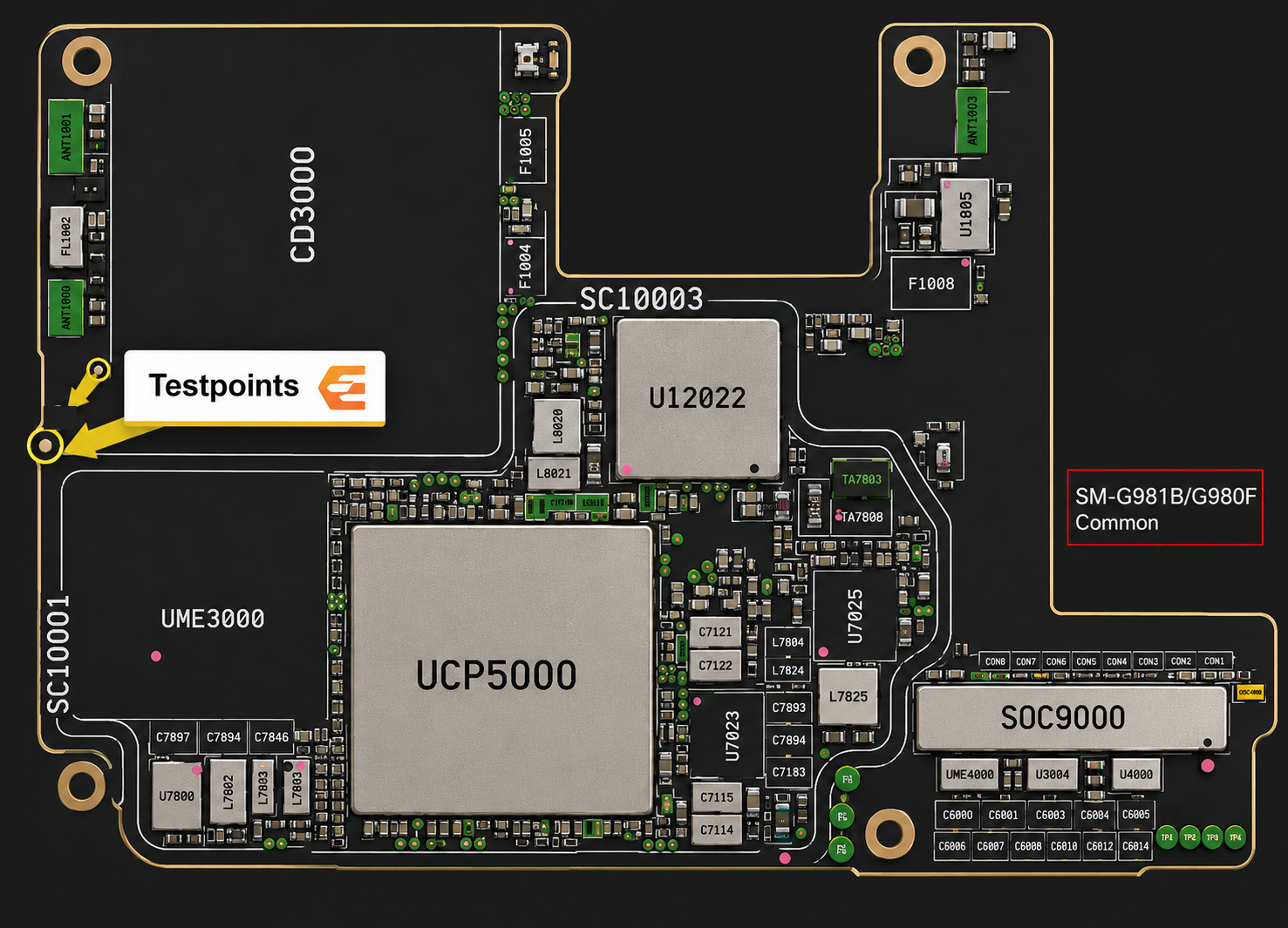 Samsung Galaxy S20 5G models   SM-G981B Test Point