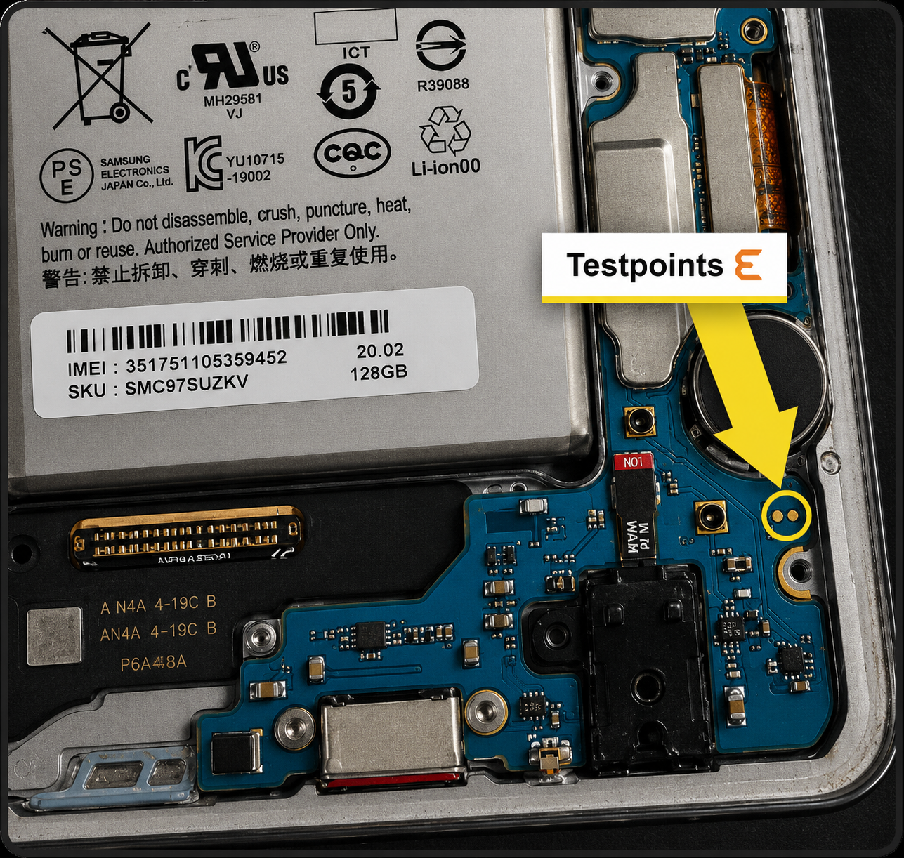 Samsung Galaxy S10+ models   SM-G975U Test Point