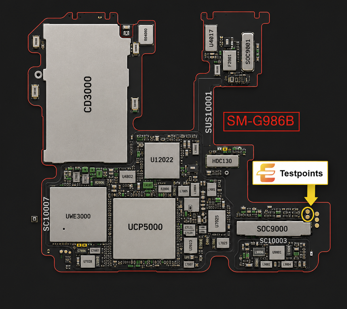 Samsung Galaxy S20+ 5G models   SM-G986B Test Point