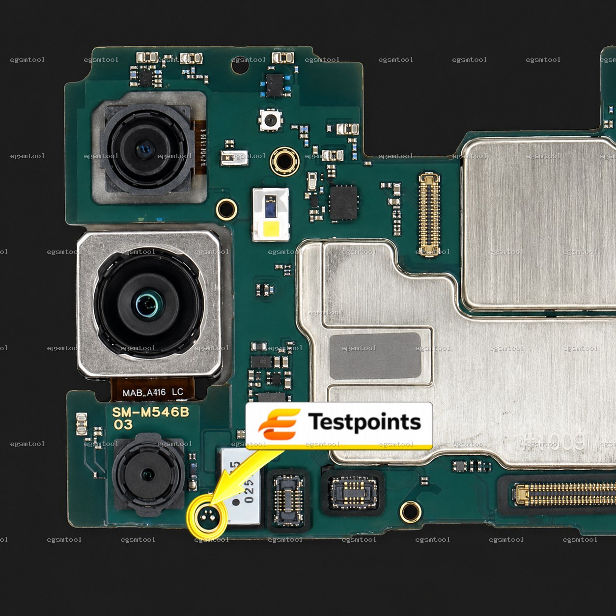 Samsung Samsung Galaxy M54 5G SM M546B test point diagram — EDL ISP BROM pinout