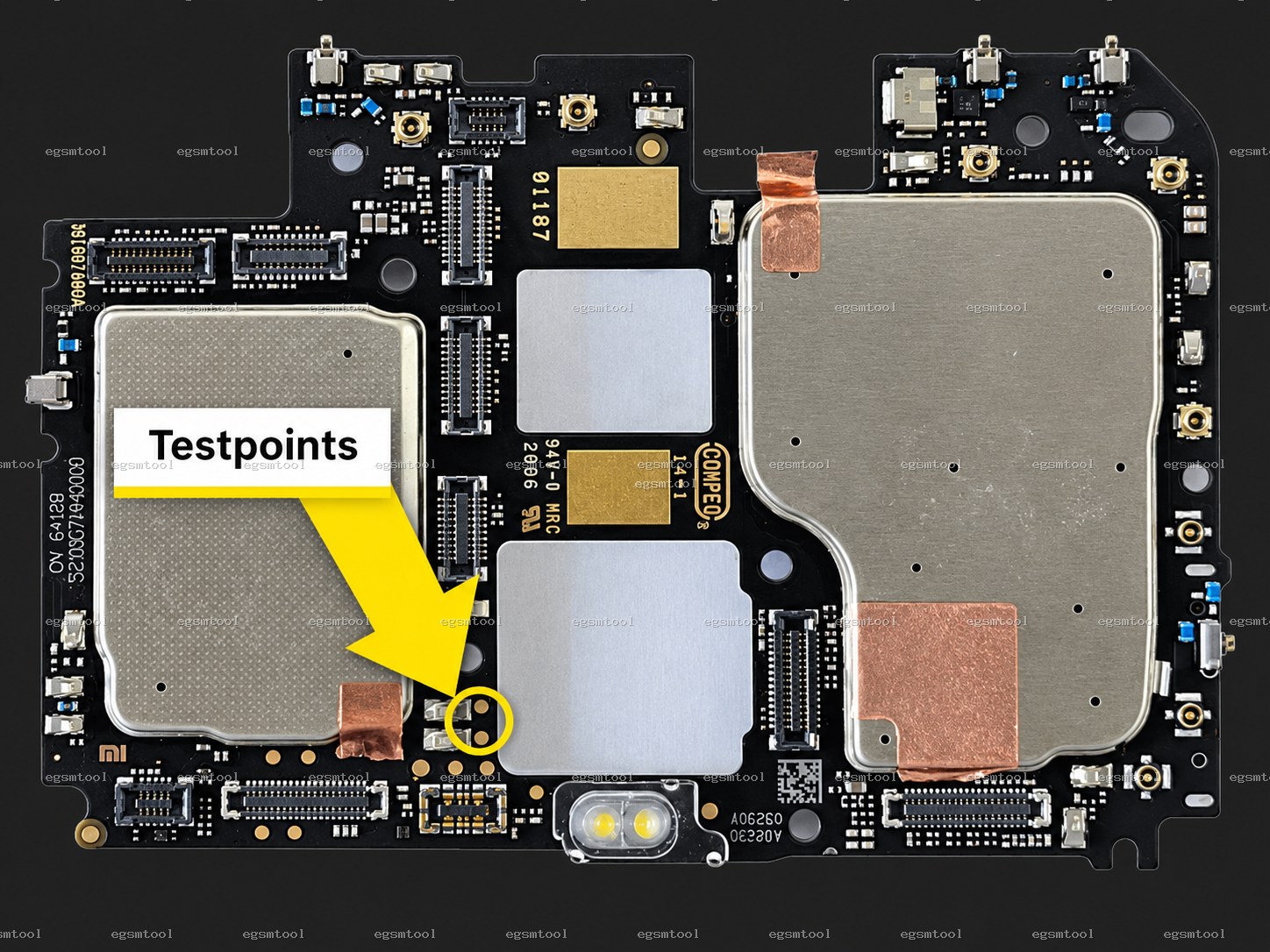 Xiaomi Xiaomi K30 5G test point diagram — EDL ISP BROM pinout